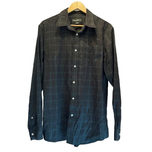 NWOT. Eddie Bauer Blue/Green/Gray Plaid Button Down Men’s Shirt. Size Large. - Picture 1 of 11